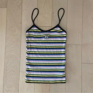 Topshop Multicolored Striped Daisy Tank Top